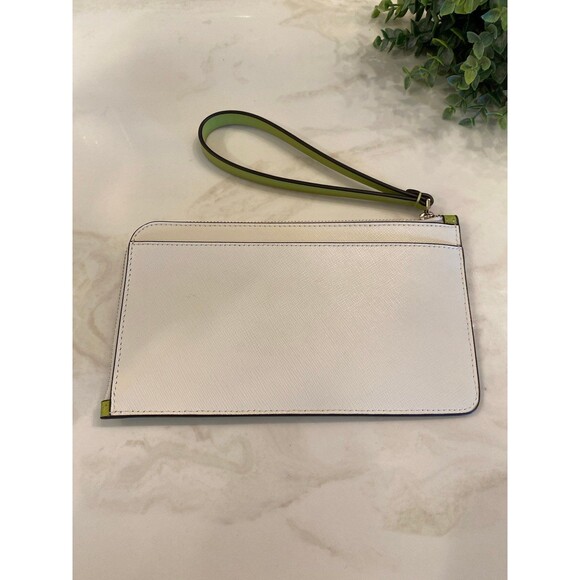 Kate Spade New York Lucy Zip Close Wristlet Wallet Clutch Cream & Green NWOT - Picture 4 of 11